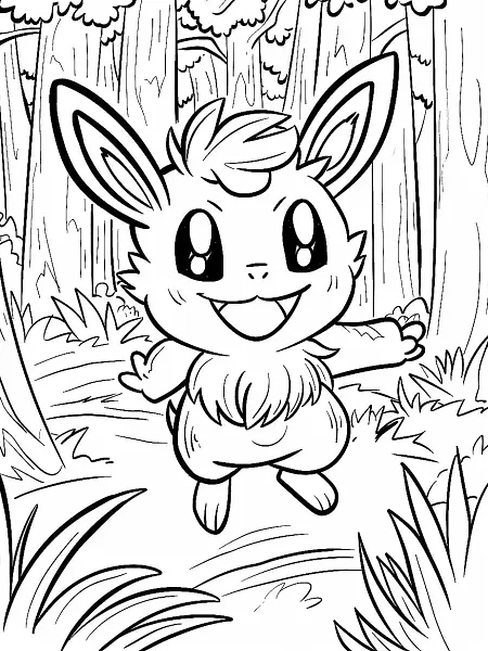 Jumpluff in the Forest Coloring Page - 0