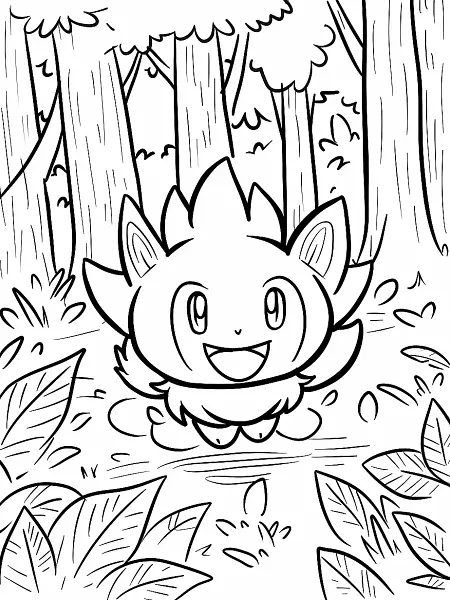 Jumpluff in the Forest Coloring Page - 1