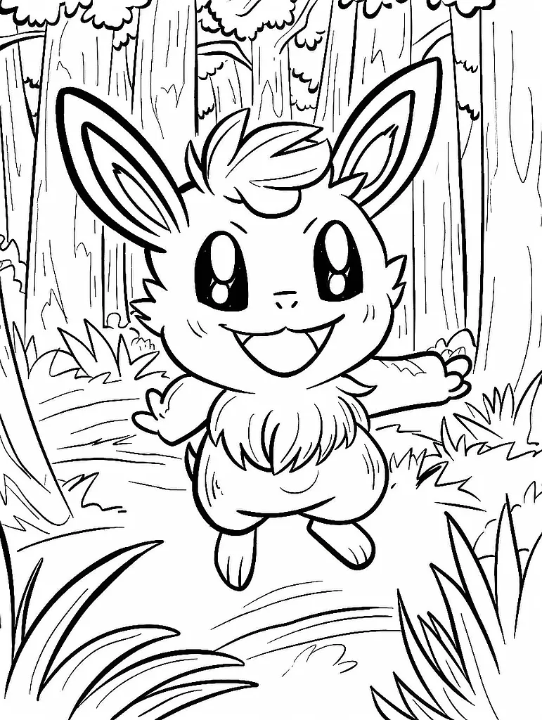 Jumpluff in the Forest Coloring Page