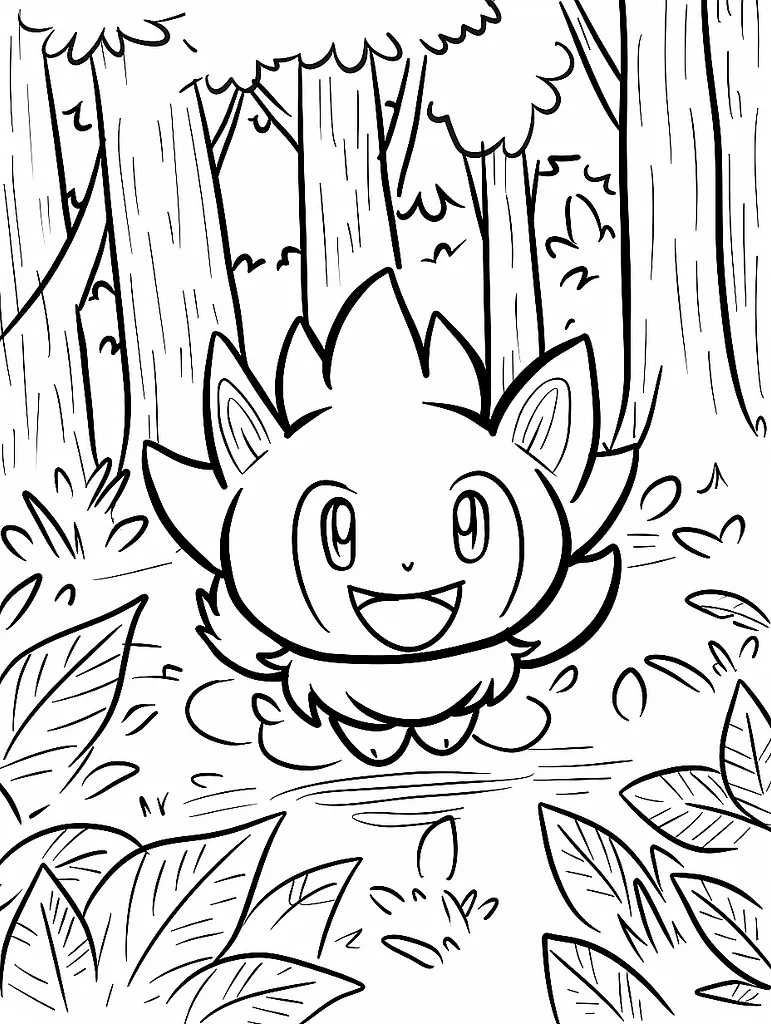 Jumpluff in the Forest Coloring Page 2