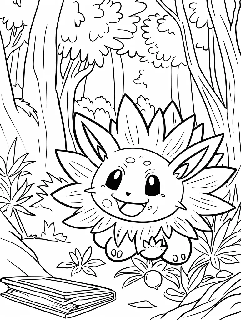 Jumpluff in the Forest Coloring Page 4