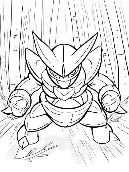 Fierce Heracross in Forest Coloring Page - 3