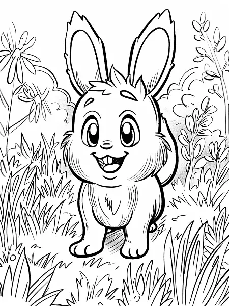 Happy Hoppip Pokemon in a Garden Coloring Page - 2