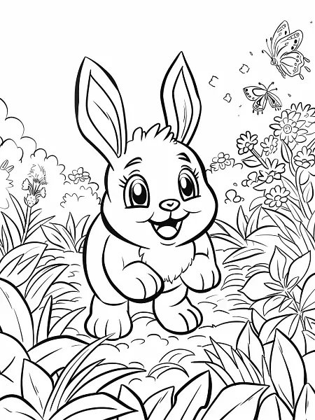 Happy Hoppip Pokemon in a Garden Coloring Page - 3