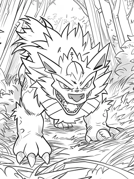 Marowak Pokemon Coloring Page - Strong and Powerful in Forest - 3