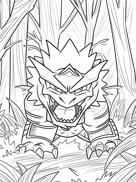 Marowak Pokemon Coloring Page - Strong and Powerful in Forest - 2