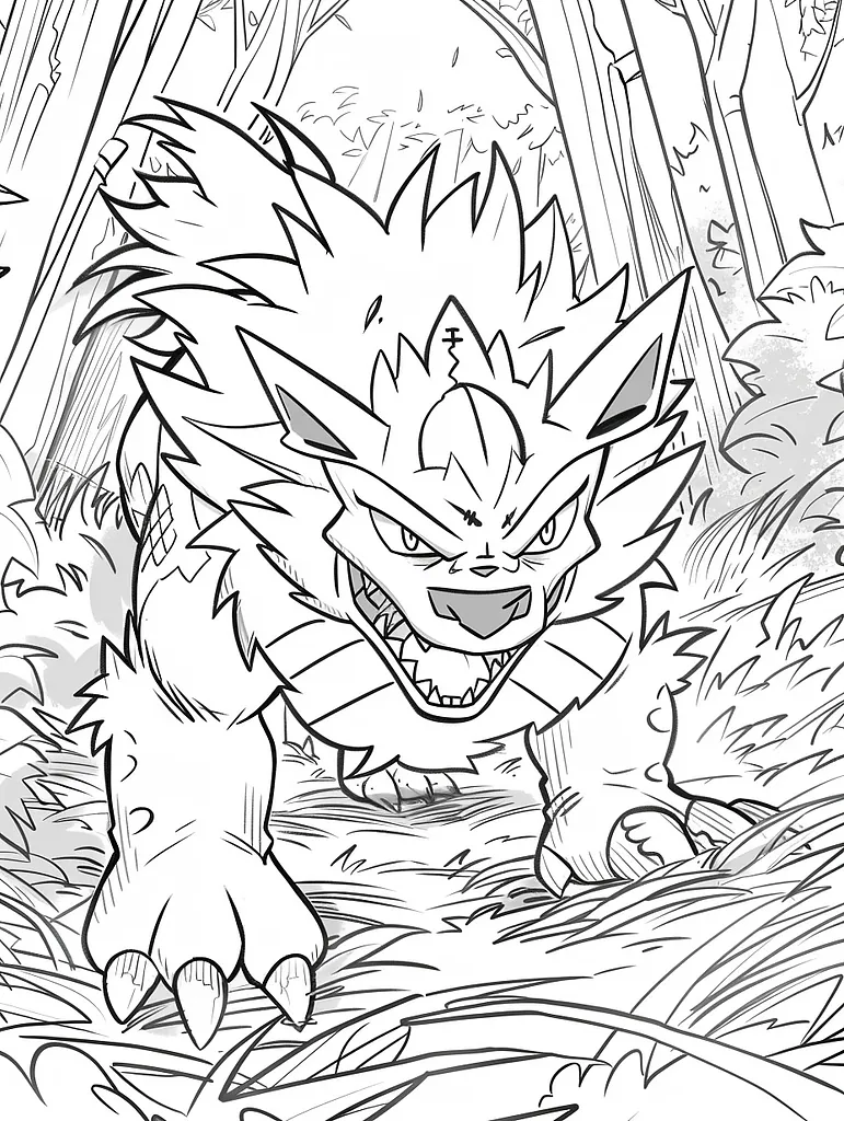 Marowak Pokemon Coloring Page - Strong and Powerful in Forest 4