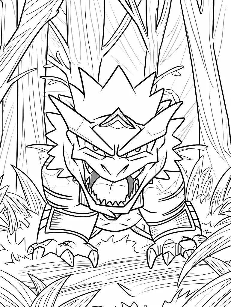 Marowak Pokemon Coloring Page - Strong and Powerful in Forest 3