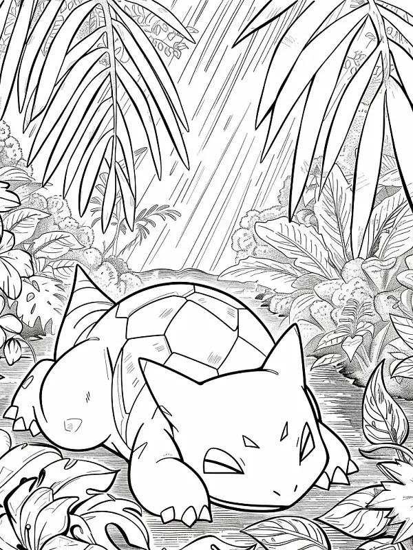 Bulbasaur relaxing in a lush tropical rainforest - 3