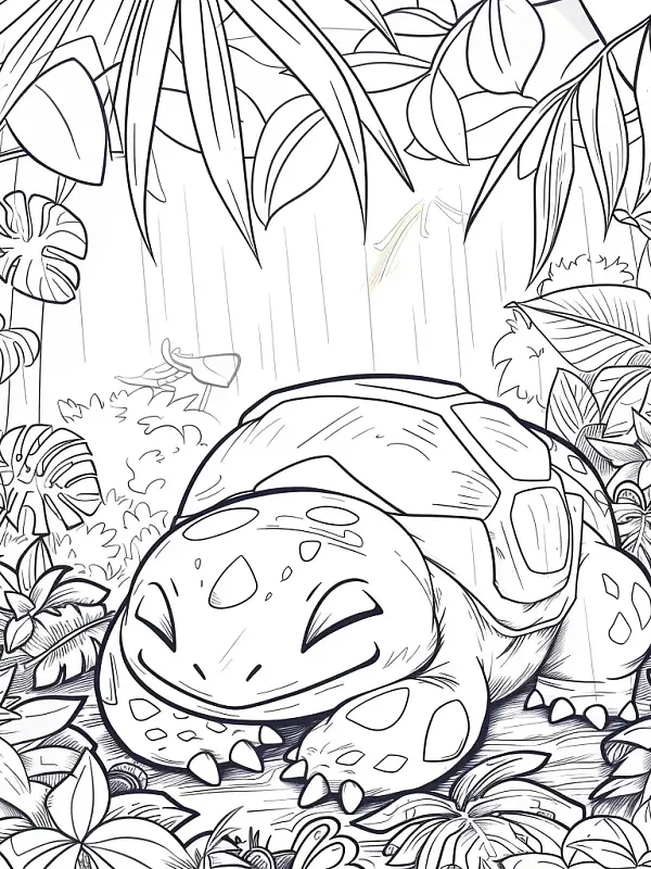 Bulbasaur relaxing in a lush tropical rainforest - 2