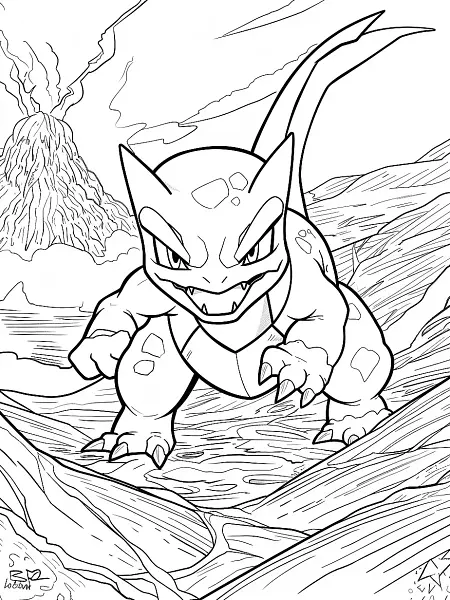 Fierce Salamence Pokemon Coloring Page - 1