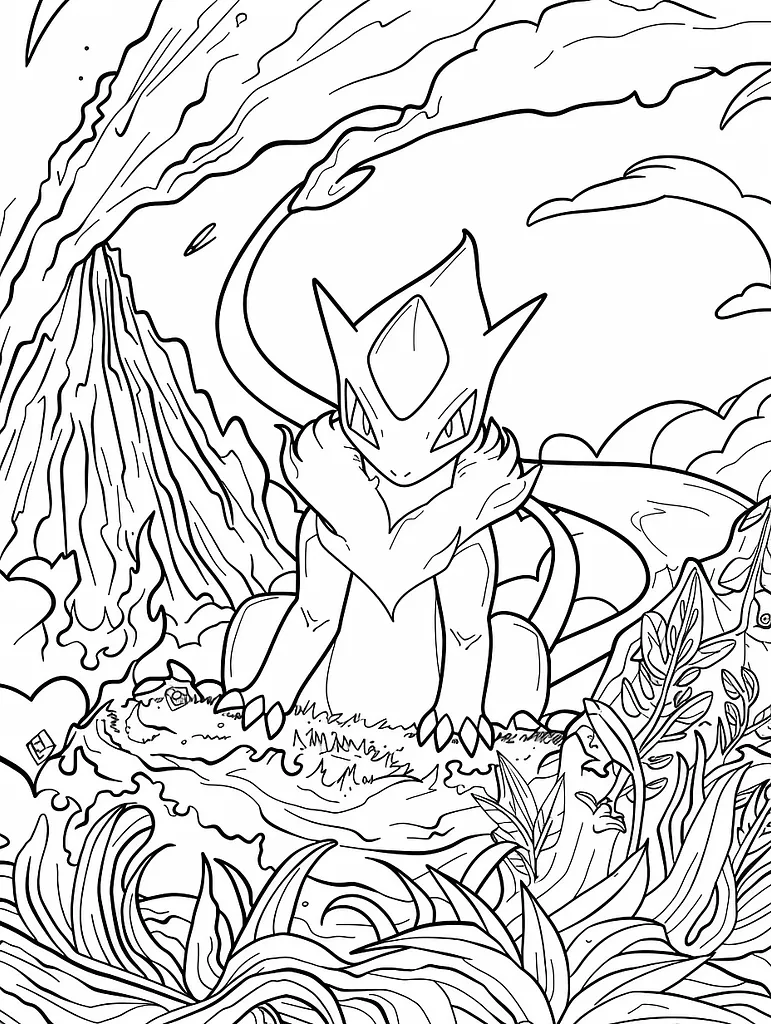 Fierce Salamence Pokemon Coloring Page 4