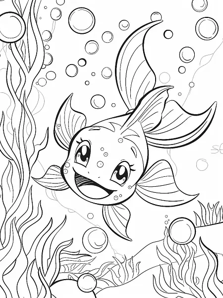 Marill Pokemon Coloring Page - Joyful Underwater Bubbles - 0