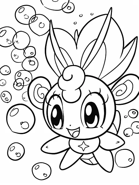 Marill Pokemon Coloring Page - Joyful Underwater Bubbles - 3