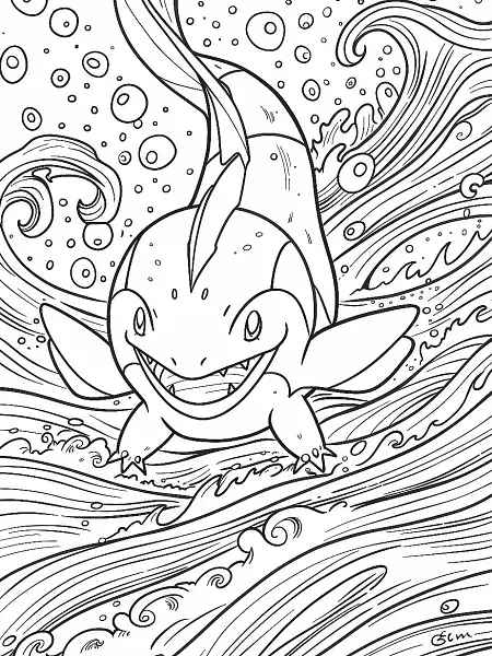 Joyful Mantine Pokemon Coloring Page - 0