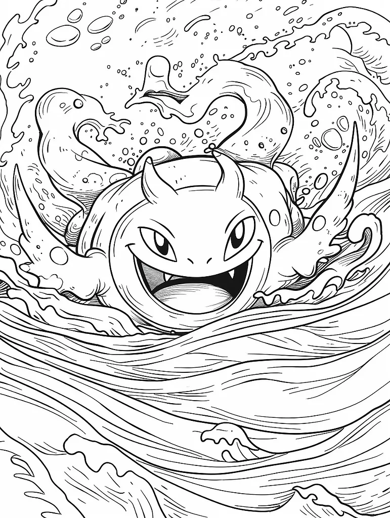 Joyful Mantine Pokemon Coloring Page 3