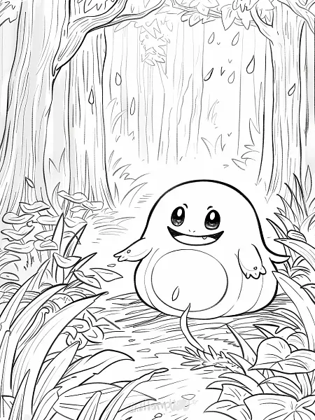 Phanpy Pokemon Coloring Page: Happy in the Forest - 2