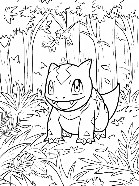 Phanpy Pokemon Coloring Page: Happy in the Forest - 0