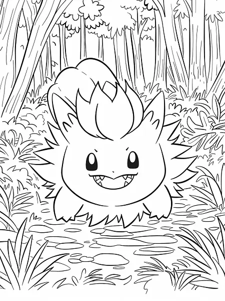 Phanpy Pokemon Coloring Page: Happy in the Forest - 3