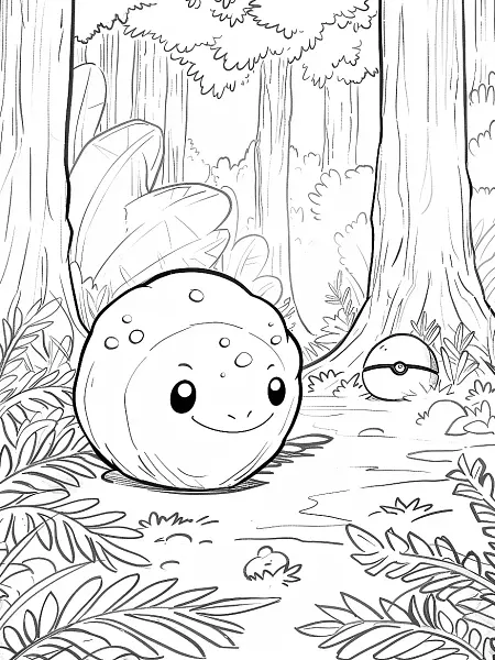 Phanpy Pokemon Coloring Page: Happy in the Forest - 1