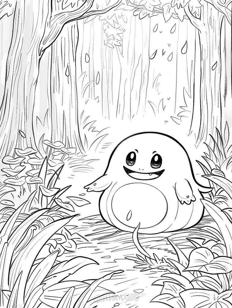 Phanpy Pokemon Coloring Page: Happy in the Forest 3