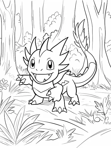 Pineco Pokemon Coloring Page in Forest - 3