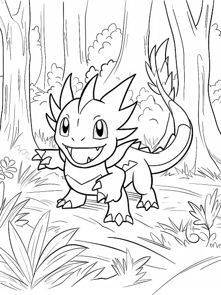 Pineco Pokemon Coloring Page in Forest - 1