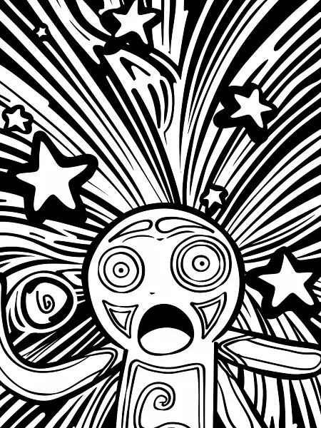 Unown Pokemon Coloring Page: Surprised Expression with Starry Night - 3