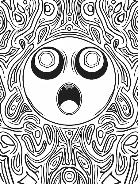 Unown Pokemon Coloring Page: Surprised Expression with Starry Night - 1