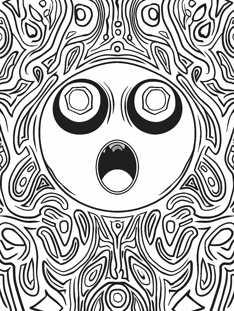 Unown Pokemon Coloring Page: Surprised Expression with Starry Night 2