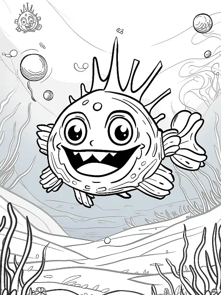 Playful Remoraid Pokemon Underwater Coloring Page