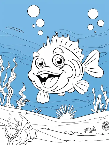 Playful Remoraid Pokemon Underwater Coloring Page - 2