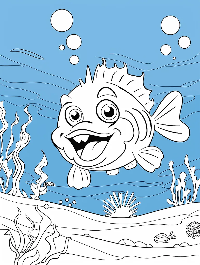 Playful Remoraid Pokemon Underwater Coloring Page 3