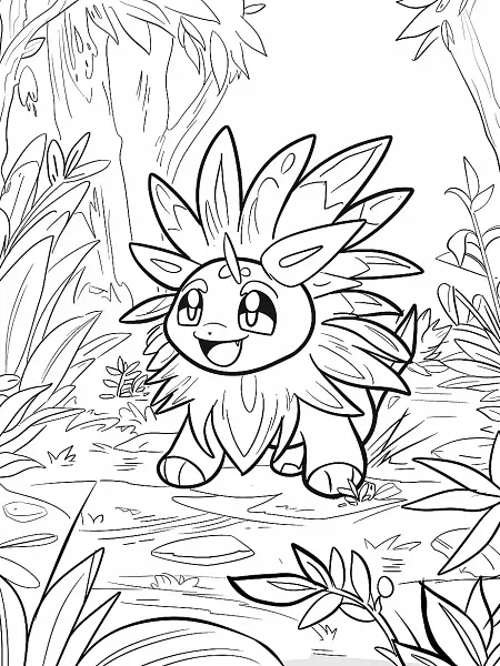 Playful Skiploom Pokemon in an Enchanted Forest - 1