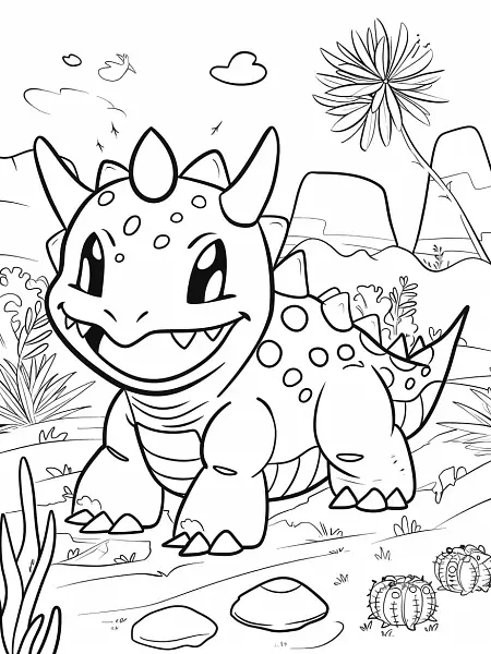 Cheerful Donphan Pokemon in a Desert Setting - 3