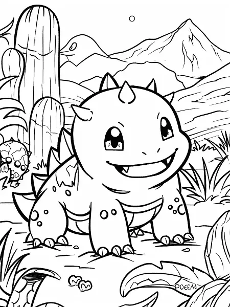 Cheerful Donphan Pokemon in a Desert Setting - 2