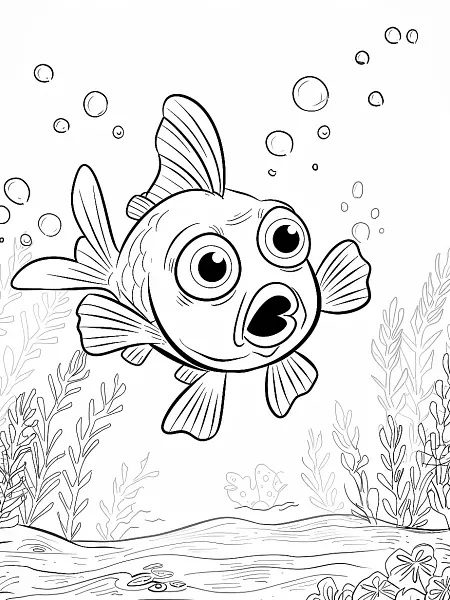 Surprised Qwilfish Pokémon Underwater Coloring Page - 1