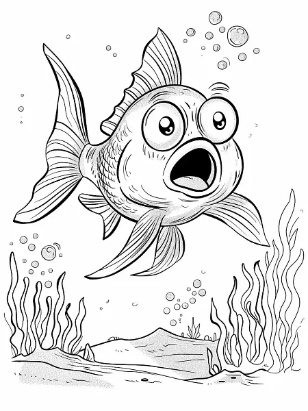 Surprised Qwilfish Pokémon Underwater Coloring Page - 2