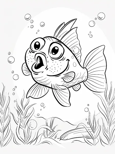 Surprised Qwilfish Pokémon Underwater Coloring Page - 0