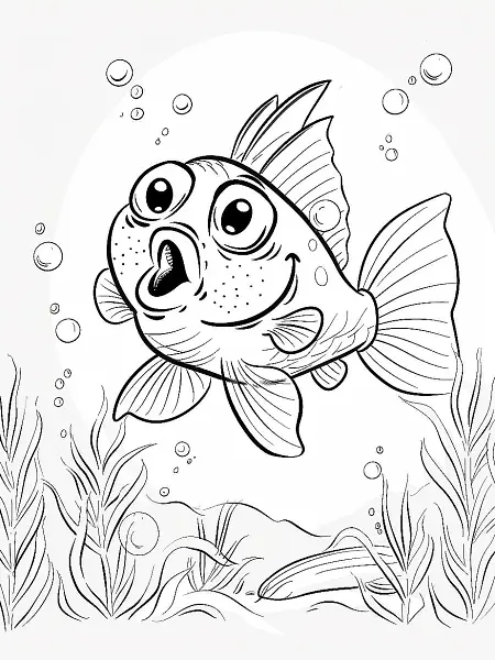 Surprised Qwilfish Pokémon Underwater Coloring Page