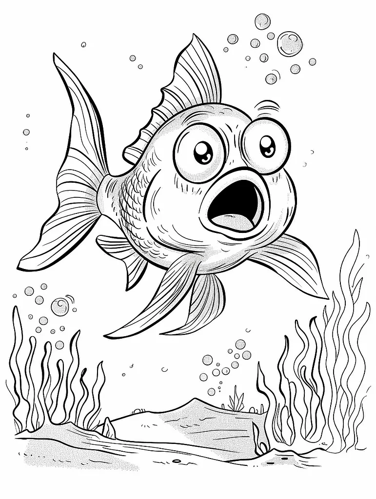 Surprised Qwilfish Pokémon Underwater Coloring Page 3