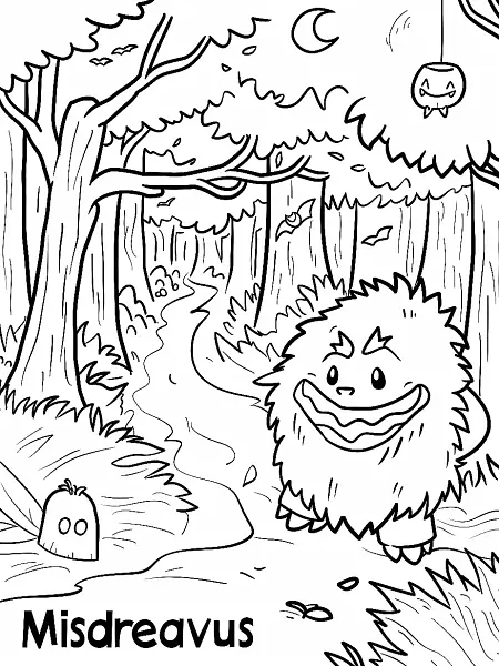 Misdreavus Pokemon in a Spooky Forest - 0