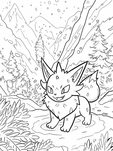 Mischievous Sneasel Pokemon in a Snowy Mountain Scene - 0