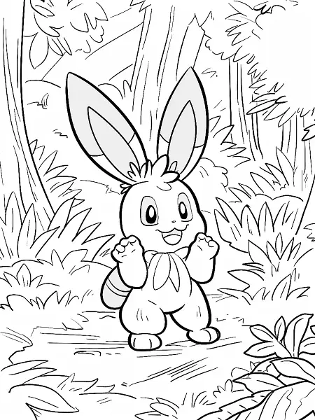 Lopunny in the Forest Coloring Page - 0