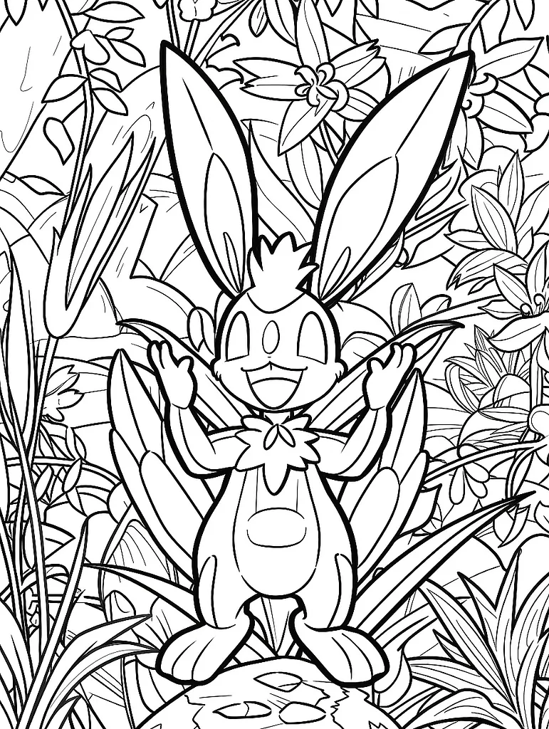 Lopunny in the Forest Coloring Page 2