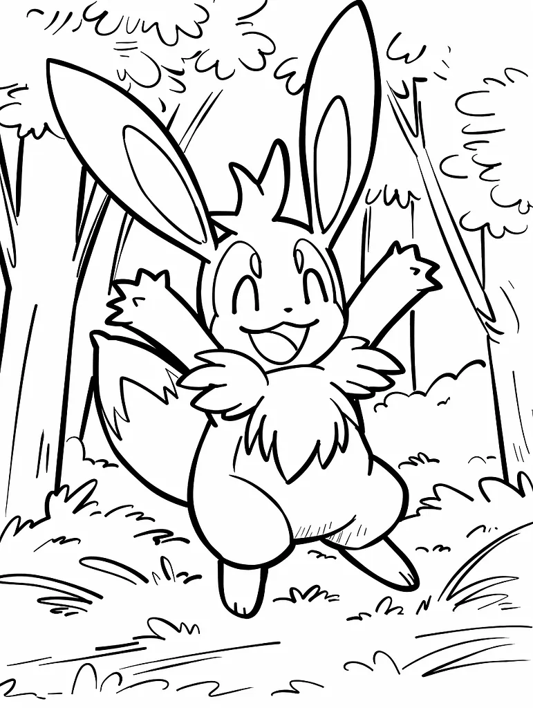 Lopunny in the Forest Coloring Page 4