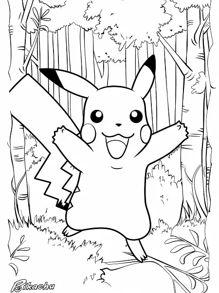 Cheerful Pikachu in a Forest - 3