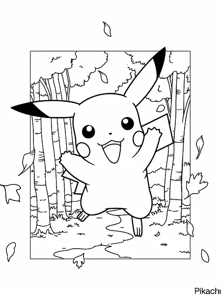 Cheerful Pikachu in a Forest - 1