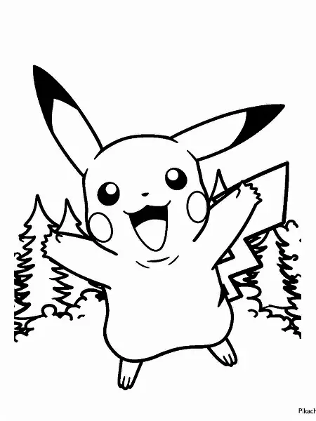 Cheerful Pikachu in a Forest - 0