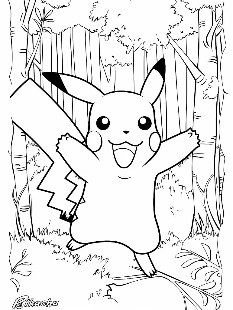 Cheerful Pikachu in a Forest 4